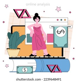 Payment integration online service or platform. Online store payment system connection. Contactless transaction software. Online analysis. Flat vector illustration