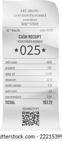 Payment invoice mockup. Realistic paper retail bill