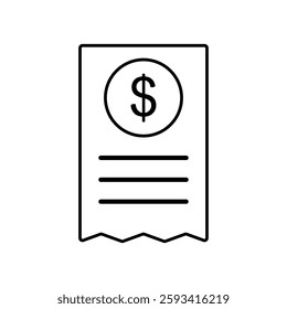 payment invoice receipt icon, simple flat style, illustration, logo sign symbol pictogram template, for ui or ux isolated on white for mobile app, editable
