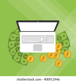 Payment with laptop design, vector illustration