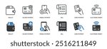 Payment line and glyph solid icons collection. Minimal icon and symbol series vector illustration