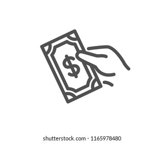 Payment line icon. Dollar exchange sign. Finance symbol. Quality design element. Classic style finance icon. Editable stroke. Vector