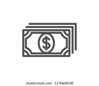 Payment line icon. Dollar exchange sign. Finance symbol. Quality design element. Classic style payment icon. Editable stroke. Vector