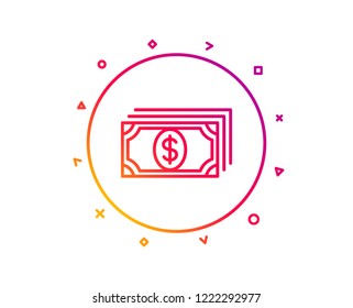 Payment line icon. Dollar exchange sign. Finance symbol. Gradient pattern line button. Payment icon design. Geometric shapes. Vector