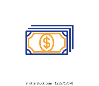 Payment line icon. Dollar exchange sign. Finance symbol. Colorful outline concept. Blue and orange thin line color icon. Payment Vector