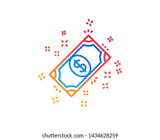 Payment line icon. Dollar exchange sign. Finance symbol. Gradient design elements. Linear payment icon. Random shapes. Vector