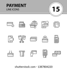Payment line icon set. Banking and cash concept. Vector illustration can be used for topics like shopping, supermarkets, stores