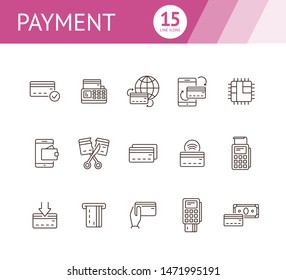 Payment line icon set. Banking and cash concept. Vector illustration can be used for topics like shopping, supermarkets, stores