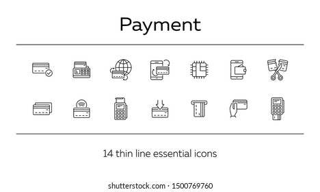 Payment line icon set. Banking and cash concept. Vector illustration can be used for topics like shopping, supermarkets, stores