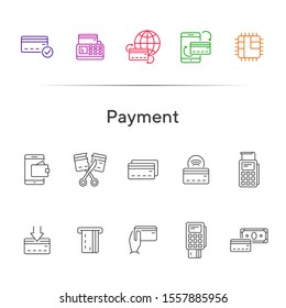 Payment line icon set. Banking and cash concept. Vector illustration can be used for topics like shopping, supermarkets, stores