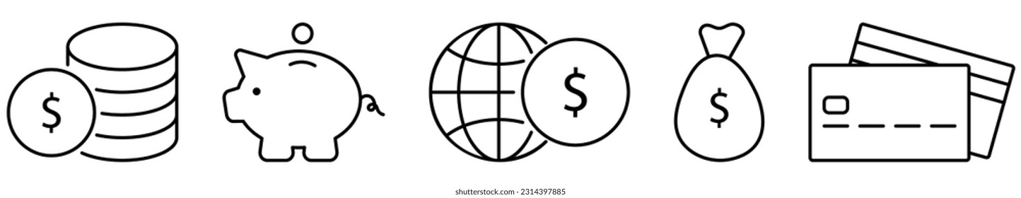 Payment line icons set. Vector illustration