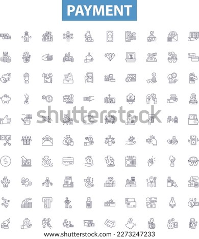Payment line icons, signs set. Payment, Remittance, Disbursement, Expense, Cost, Invoice, Money, Voucher, Fee outline vector illustrations.