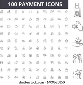 Payment line icons, signs, vector set, outline illustration concept 