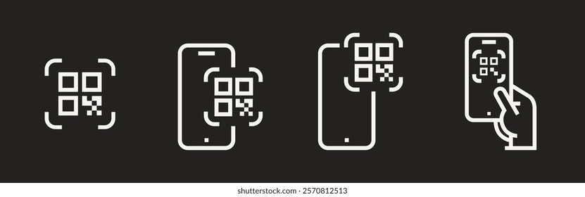 Payment, linear icon set. Payment online options, vector icons. Outline payment method symbols. Money transfer, banking, credit card, cash transaction symbol. Qr-code, bar-code scanning illustration