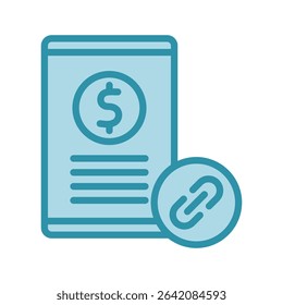 Payment Link dual tone blue color, mini illustration icon. use for modern concept, print, UI, UX kit, web and app development. Vector related to product offering, marketing, business.