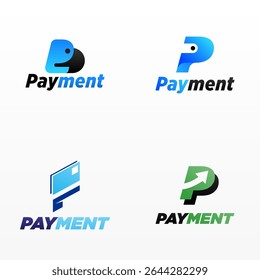 Payment logo design template with unique letter P