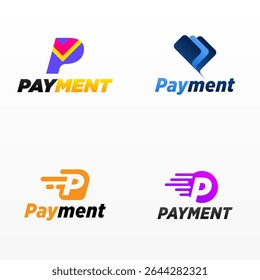 Payment logo design template with unique letter P