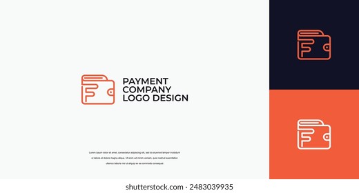 Diseño del logotipo del pago, logotipo de la cartera con la letra F