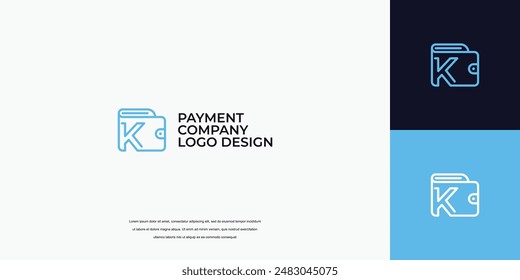 Diseño del logotipo del pago, logotipo de la cartera con la letra K