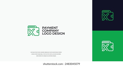 payment logo design, wallet logo with letter X