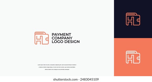 Diseño del logotipo del pago, logotipo de la cartera con la letra H