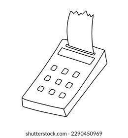 Payment machine. Doodle outline graphic vector store terminal , pos-terminal.