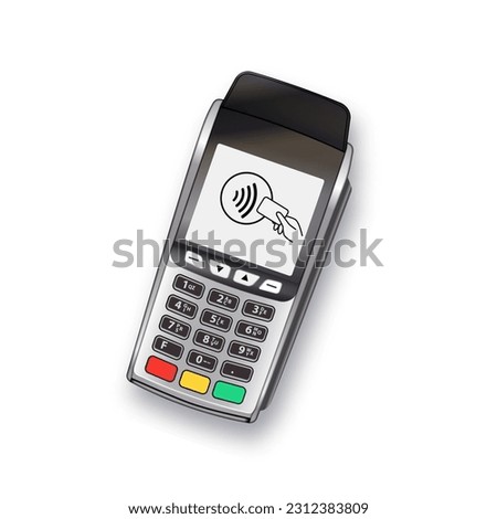 Payment machine. terminal Bank payment terminal design template, Mockup. Vector Realistic Silver isolated on white background