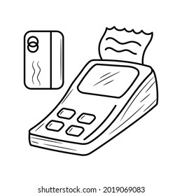 Payment machine vector illustration with simple hand drawn sketching style