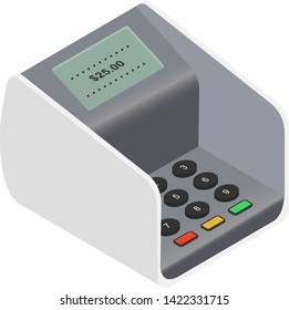 Payment machine vector pos banking terminal for credit card to pay atm bank system machining for paying cardreader in store illustration isometric set isolated on white background