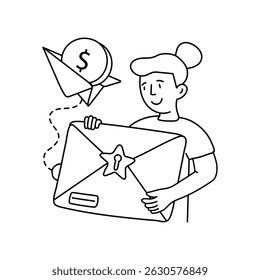 Payment mail vector outline illustrations. EPS 10 file