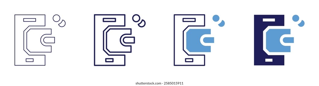 Payment management software icon in 4 different styles. Thin Line, Line, Bold Line, Duotone. Duotone style. Editable stroke.
