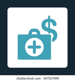 Payment Medicine vector icon. Style is flat rounded square button, blue and white colors, dark blue background.