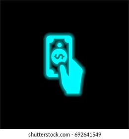 Payment method blue glowing neon ui ux icon. Glowing sign logo vector
