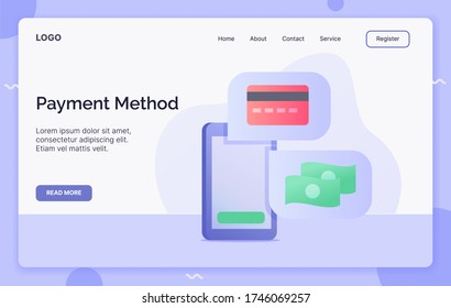 Payment Method campaign concept for website template landing or home page website.modern flat cartoon style vector illustration