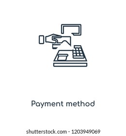 Payment method concept line icon. Linear Payment method concept outline symbol design. This simple element illustration can be used for web and mobile UI/UX.