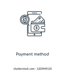 Payment method concept line icon. Linear Payment method concept outline symbol design. This simple element illustration can be used for web and mobile UI/UX.
