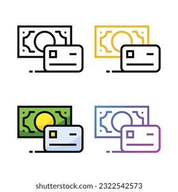 Payment method with credit card icon design in four variation color