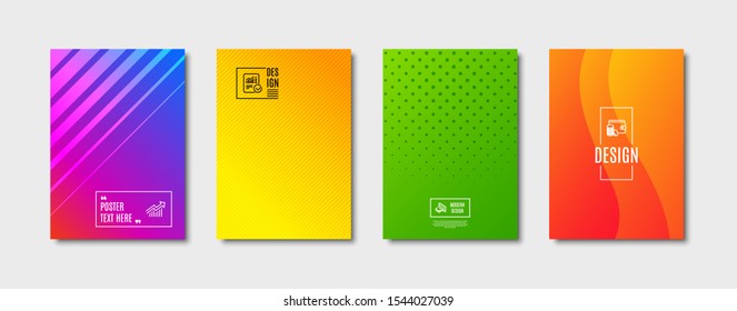 Payment method, Demand curve and Cash line icons set. Cover design, poster template. Checked calculation sign. Wallet with coins, Statistical report, Atm payment. Statistical data. Finance set. Vector