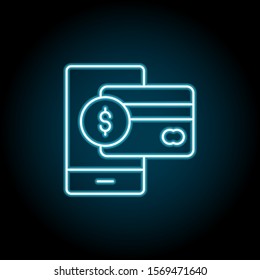 Payment, method, dollar, money blue neon icon. Simple thin line, outline vector of saving money icons for ui and ux, website or mobile application
