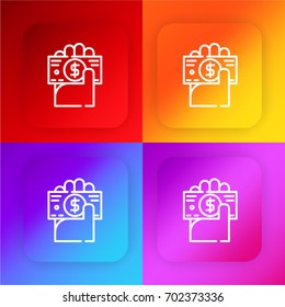 Payment method four color gradient app icon set