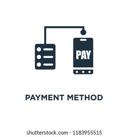 Payment method icon. Black filled vector illustration. Payment method symbol on white background. Can be used in web and mobile.