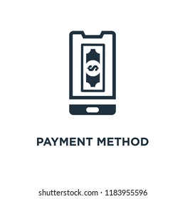 Payment method icon. Black filled vector illustration. Payment method symbol on white background. Can be used in web and mobile.