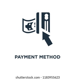 Payment method icon. Black filled vector illustration. Payment method symbol on white background. Can be used in web and mobile.