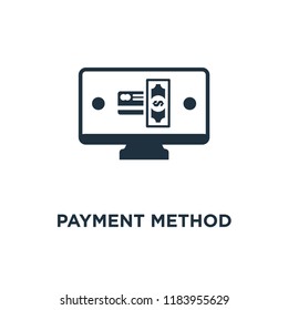 Payment method icon. Black filled vector illustration. Payment method symbol on white background. Can be used in web and mobile.