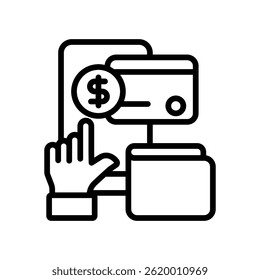 Método de Pagamento Ícone Linha Vetor Ilustração