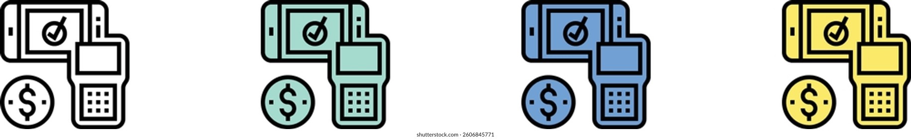 payment method icon. Outline, Green, Blue and Yellow Style Design Isolated On White Background