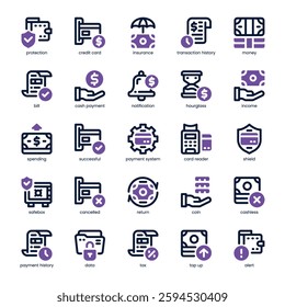 Payment Method Icon pack for your website, mobile, presentation, and logo design. Payment Method Icon dual tone design. Vector graphics illustration and editable stroke.