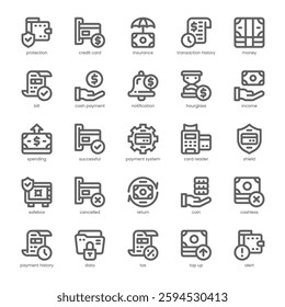 Payment Method Icon pack for your website, mobile, presentation, and logo design. Payment Method Icon outline design. Vector graphics illustration and editable stroke.