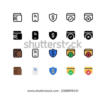 Payment method icon set, Set of economy financial, e-wallet, payment, payment security, payment success, fraud, icons