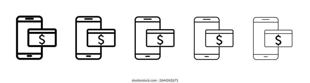 Ícone do método de pagamento conjunto de marcas de logotipo de estrutura de tópicos fina